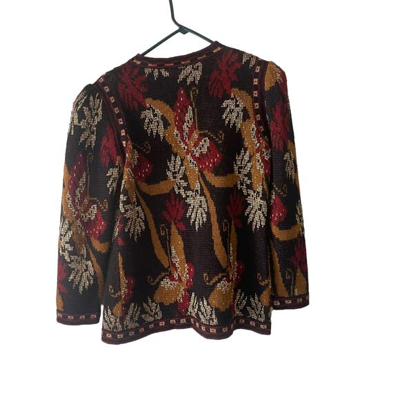 Adrienne Vittadini Vintage Medium Metallic Butterfly Open Front Cardigan Sweater - Picture 6 of 9